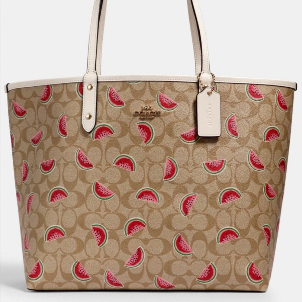 NWT Coach watermelon reversible tote handbag